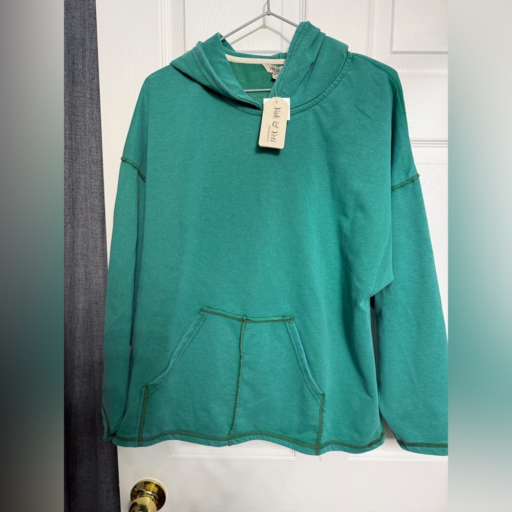 Teal Hooded Sweater with Front Pocket
